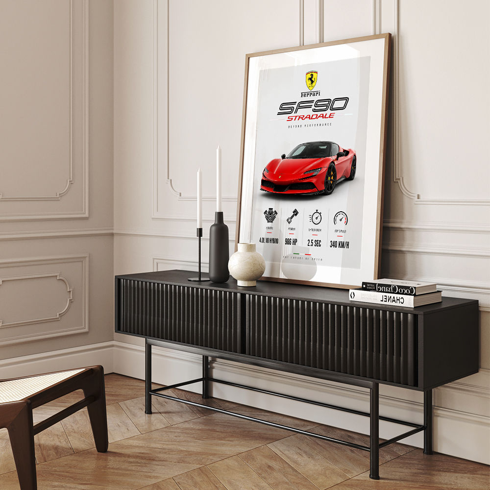 Ferrari SF90 Stradale Red Sports Car Wall Art