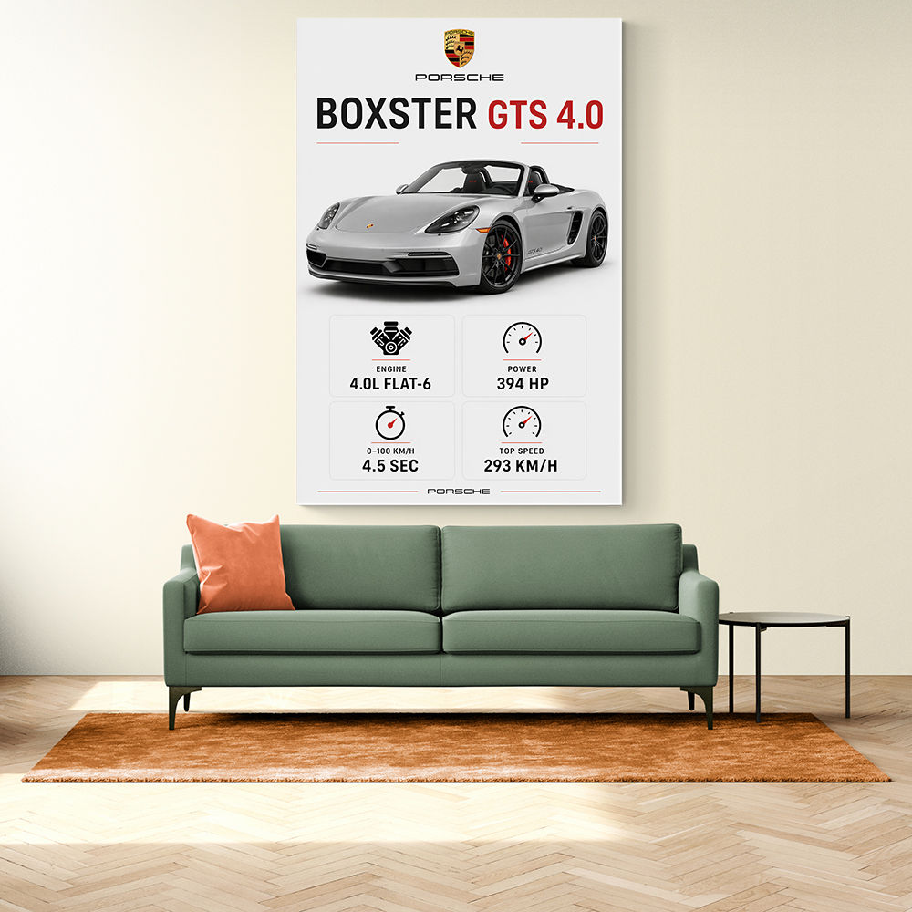 Porsche Boxster GTS 4 Silver Car Wall Art
