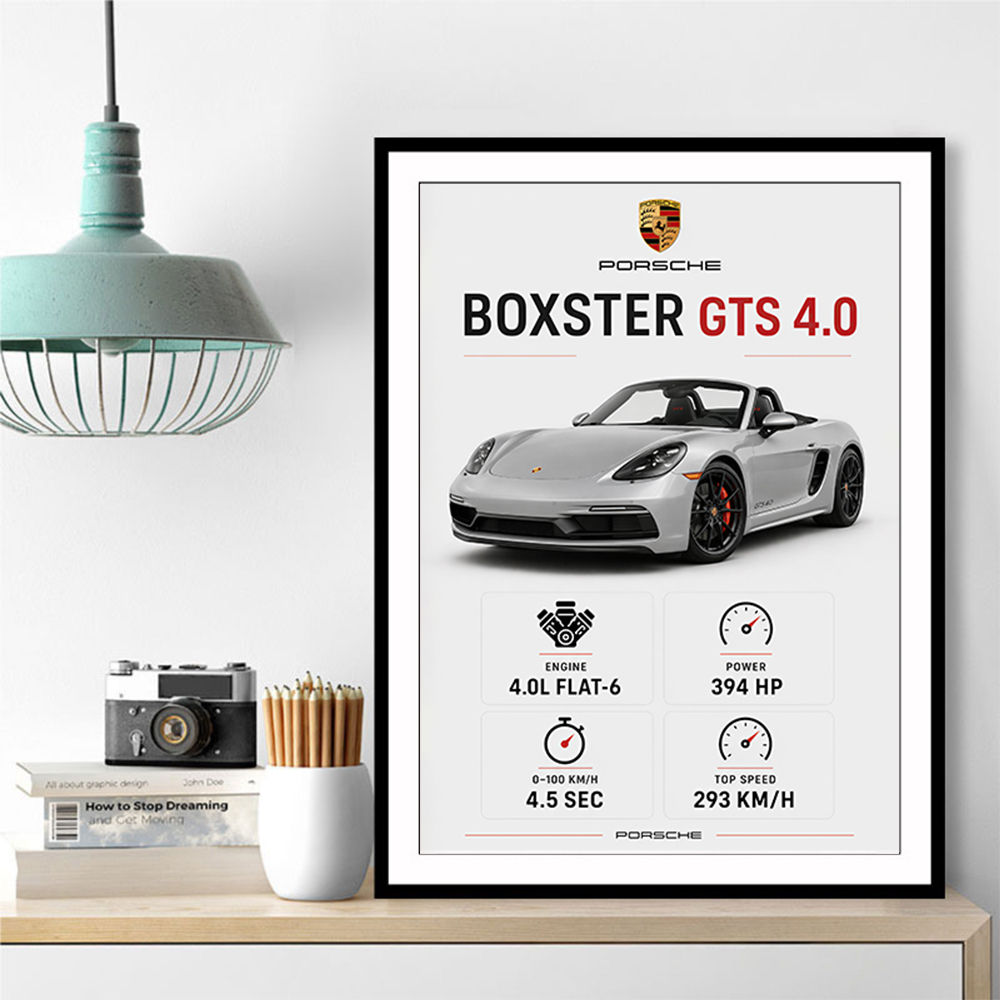Porsche Boxster GTS 4 Silver Car Wall Art