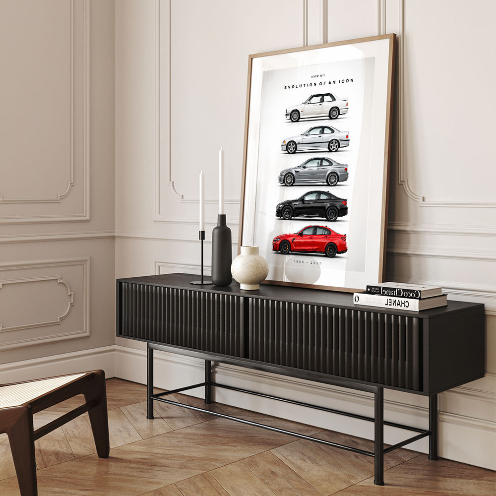 BMW M3 Evolution White Black Red Art Print