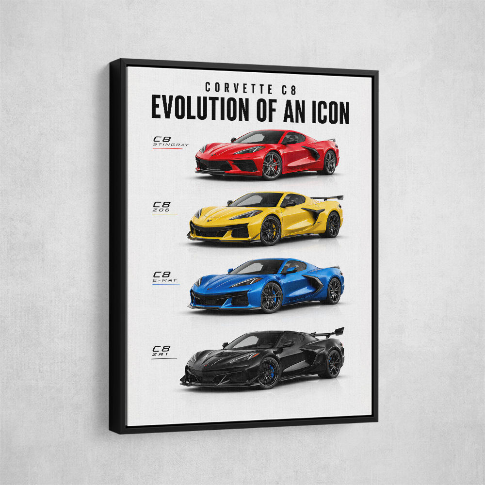 Corvette Evolution Series  From Vintage To Supercar Era Art Print