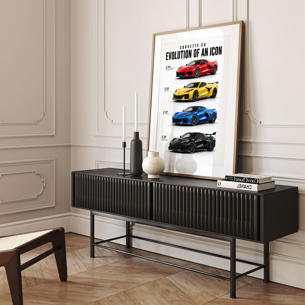 Corvette Evolution Series  From Vintage To Supercar Era Art Print