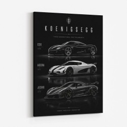 Koenigsegg Car Evolution Black Wall Art