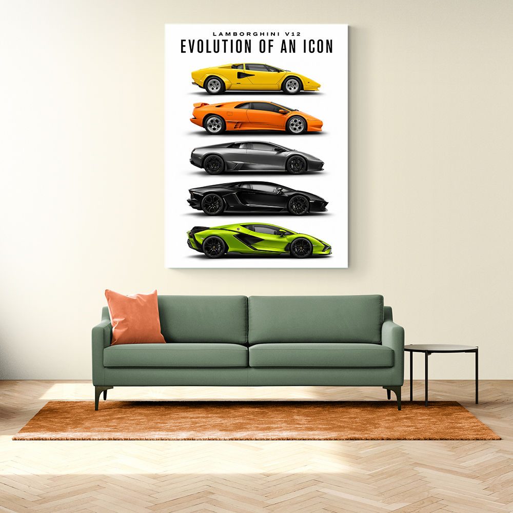 Lamborghini Evolution Lineup Modern Wall Art