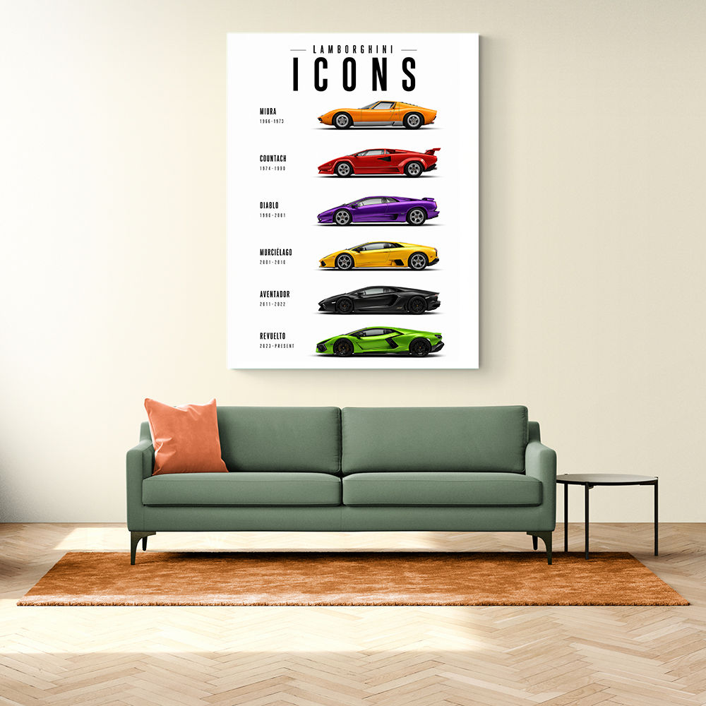 Lamborghini Icons Classic Sports Cars Wall Art