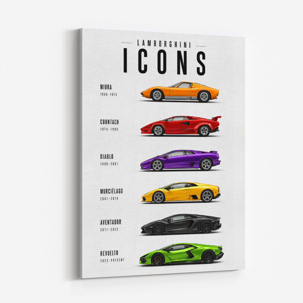 Lamborghini Icons Classic Sports Cars Wall Art