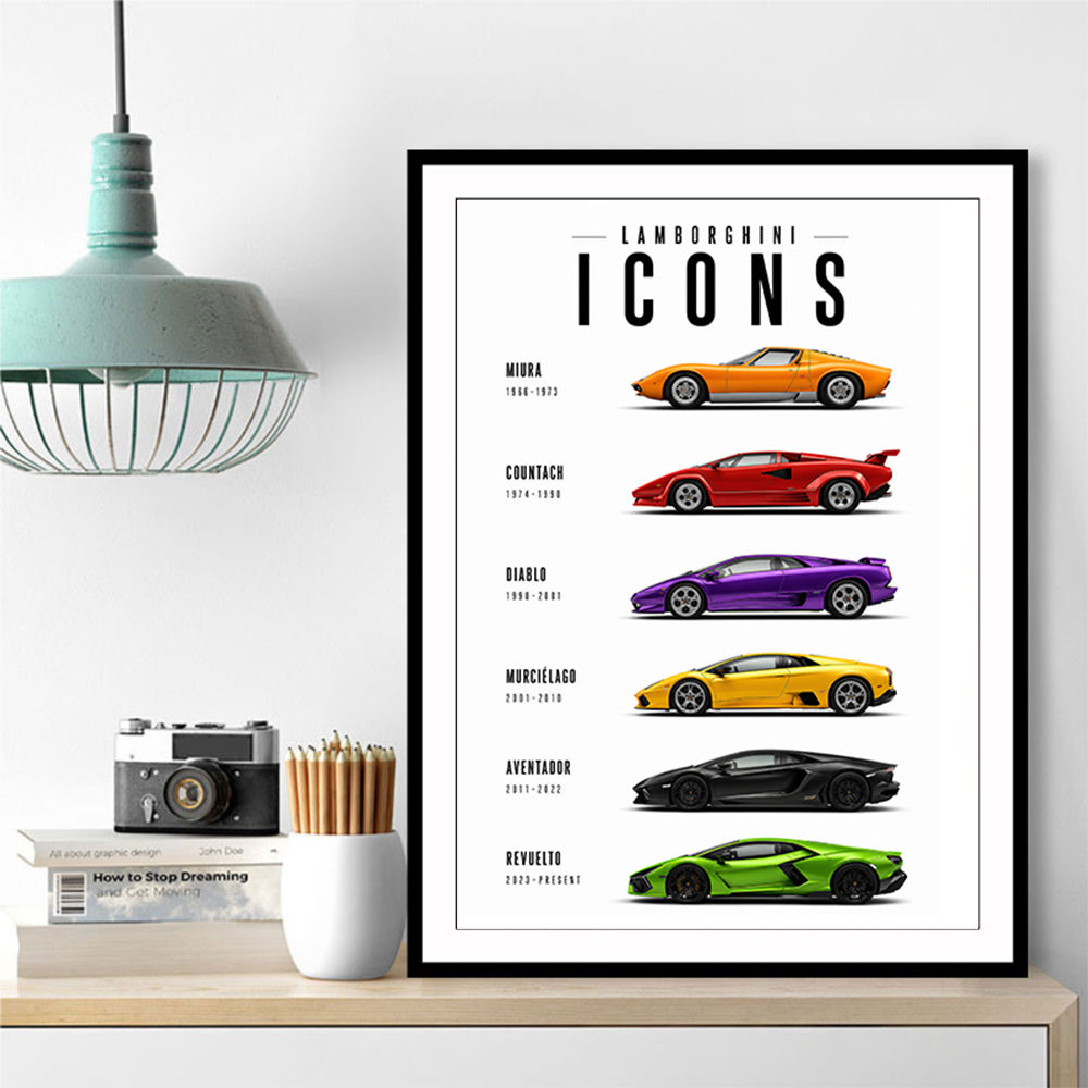 Lamborghini Icons Classic Sports Cars Wall Art
