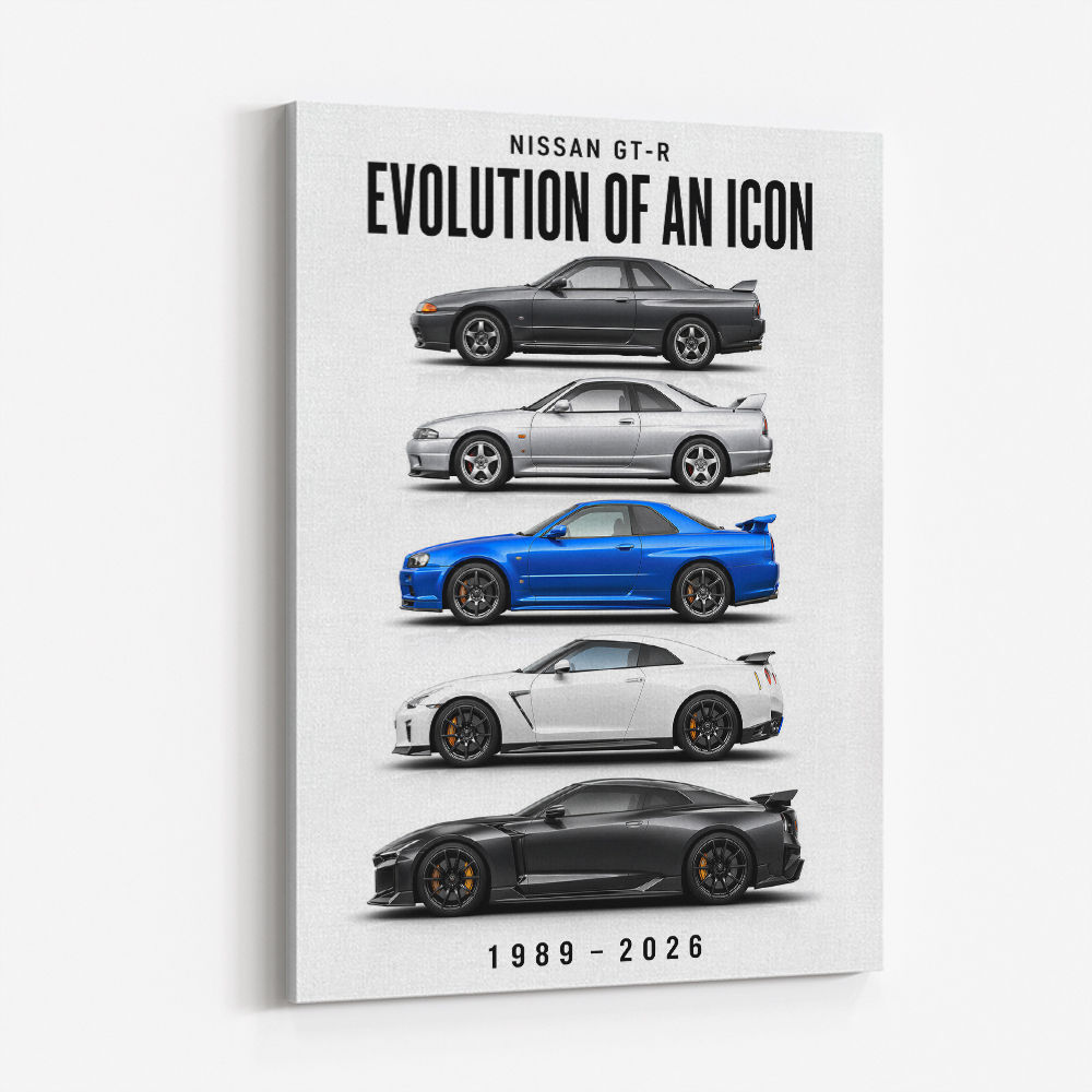 Nissan GTR Evolution White Background Art Print
