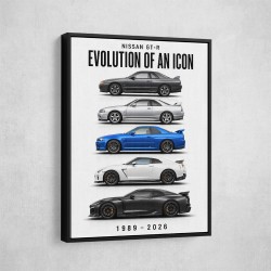 Nissan GTR Evolution White Background Art Print