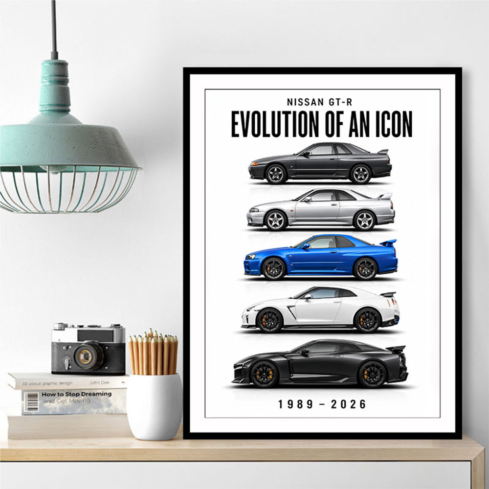Nissan GTR Evolution White Background Art Print