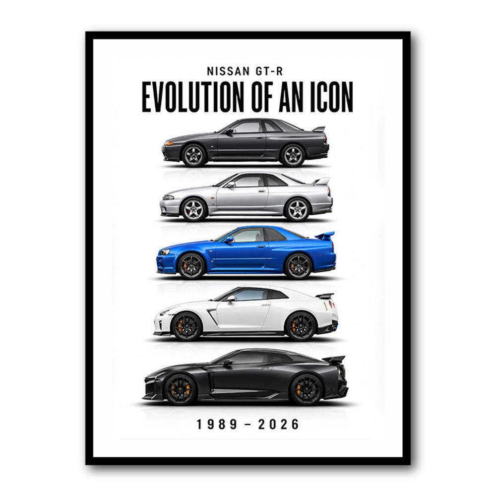 Nissan GTR Evolution White Background Art Print