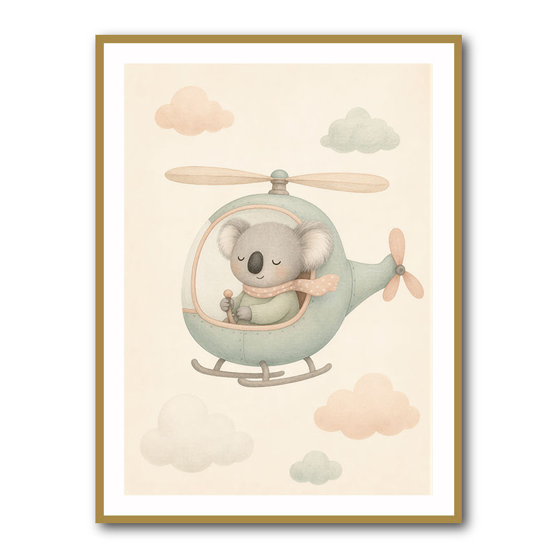Koala Helicopter Nursery Wall Art 