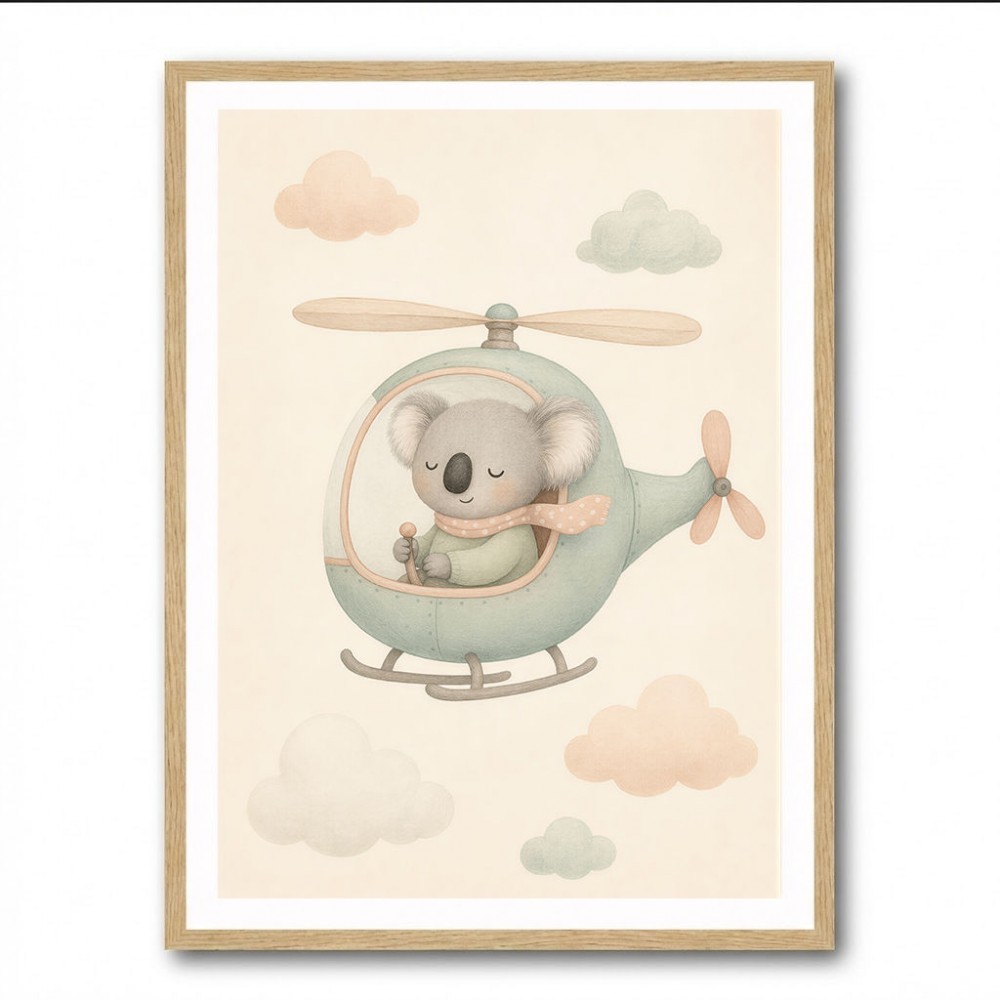 Koala Helicopter Nursery Wall Art 