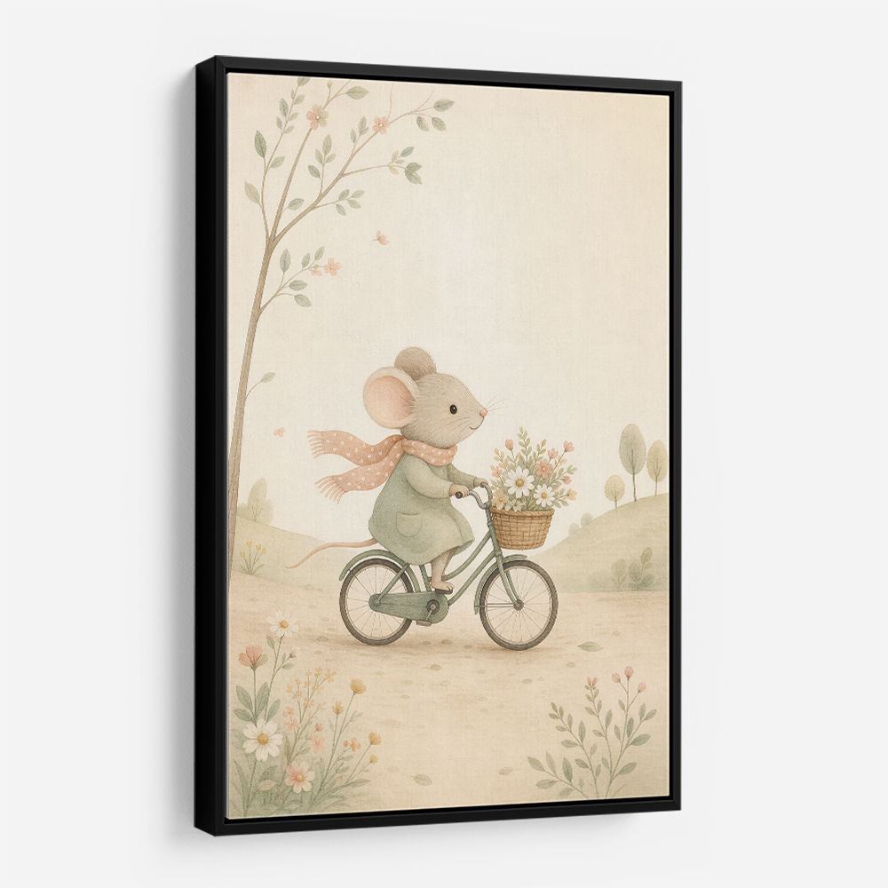 Mouse Bicycle Ride Nursery Wall Art