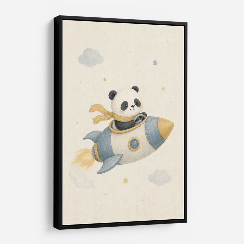 Panda Rocket Car Nursery Wall Art