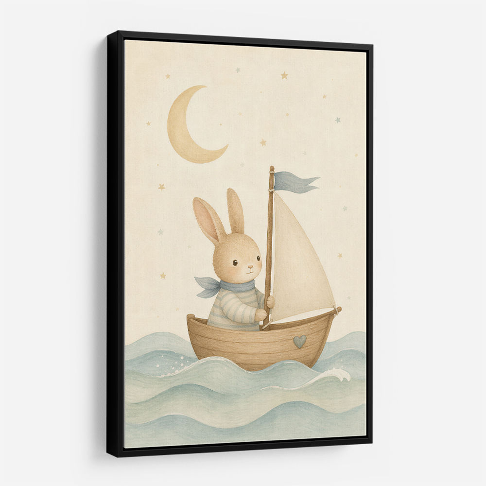 Rabbit in a Boat Nursery Wall Art