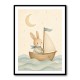 Rabbit in a Boat Nursery Wall Art