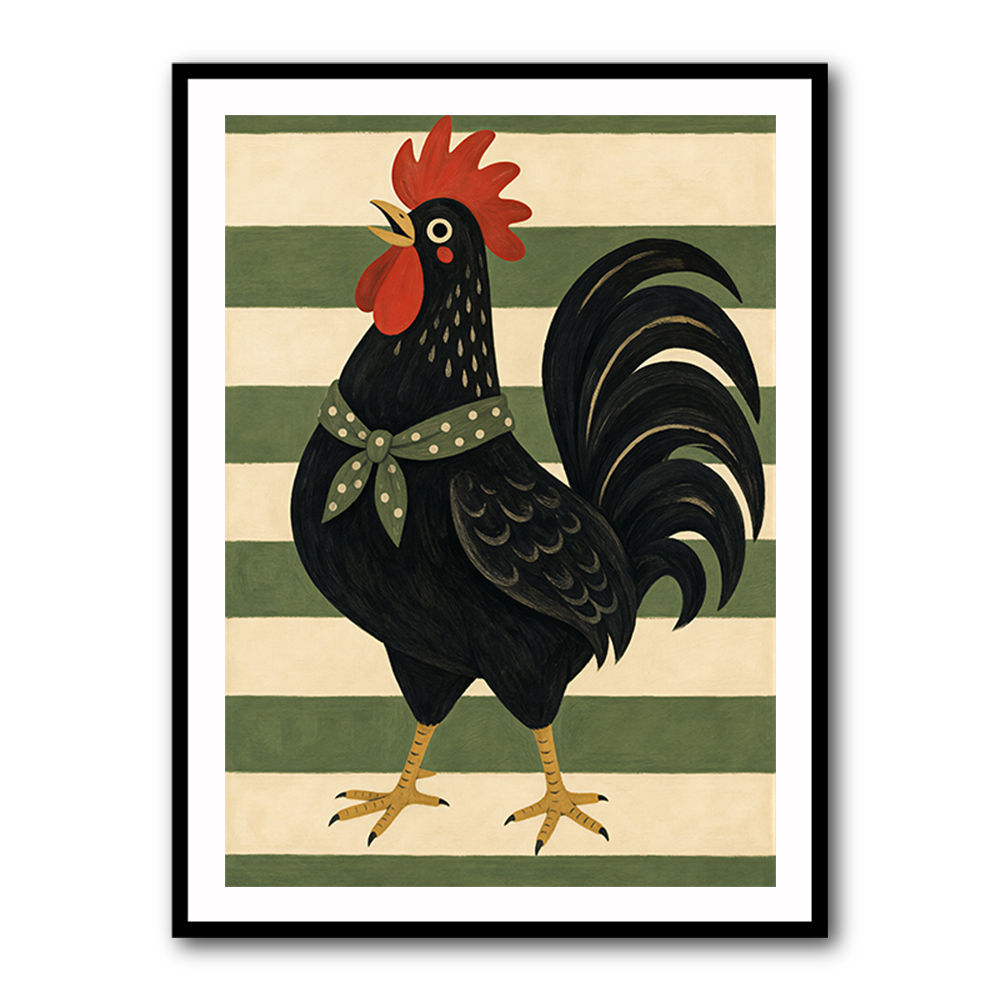 Rooster Striped Poster
