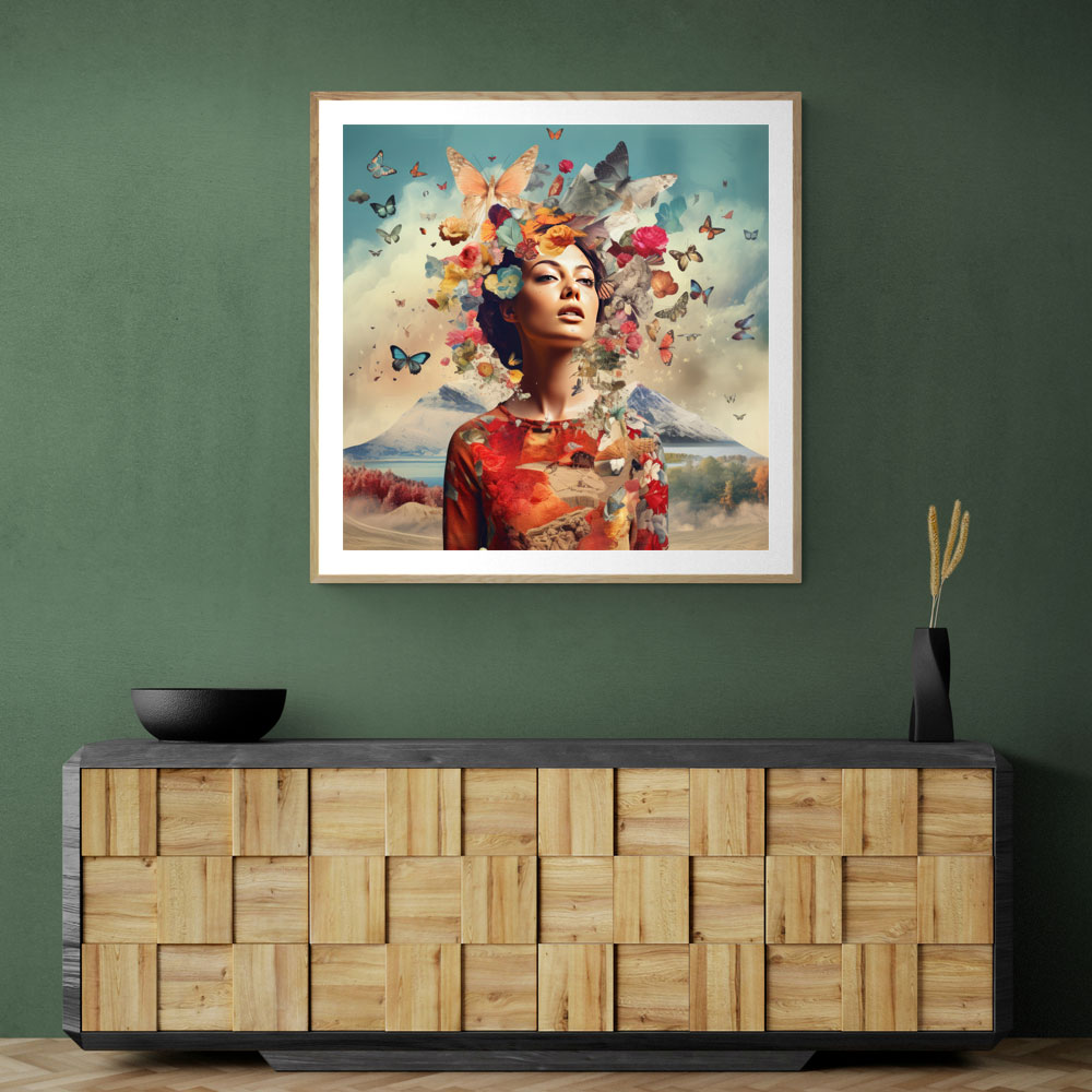 Beauty With Butterfly Crown Collage Wall Art