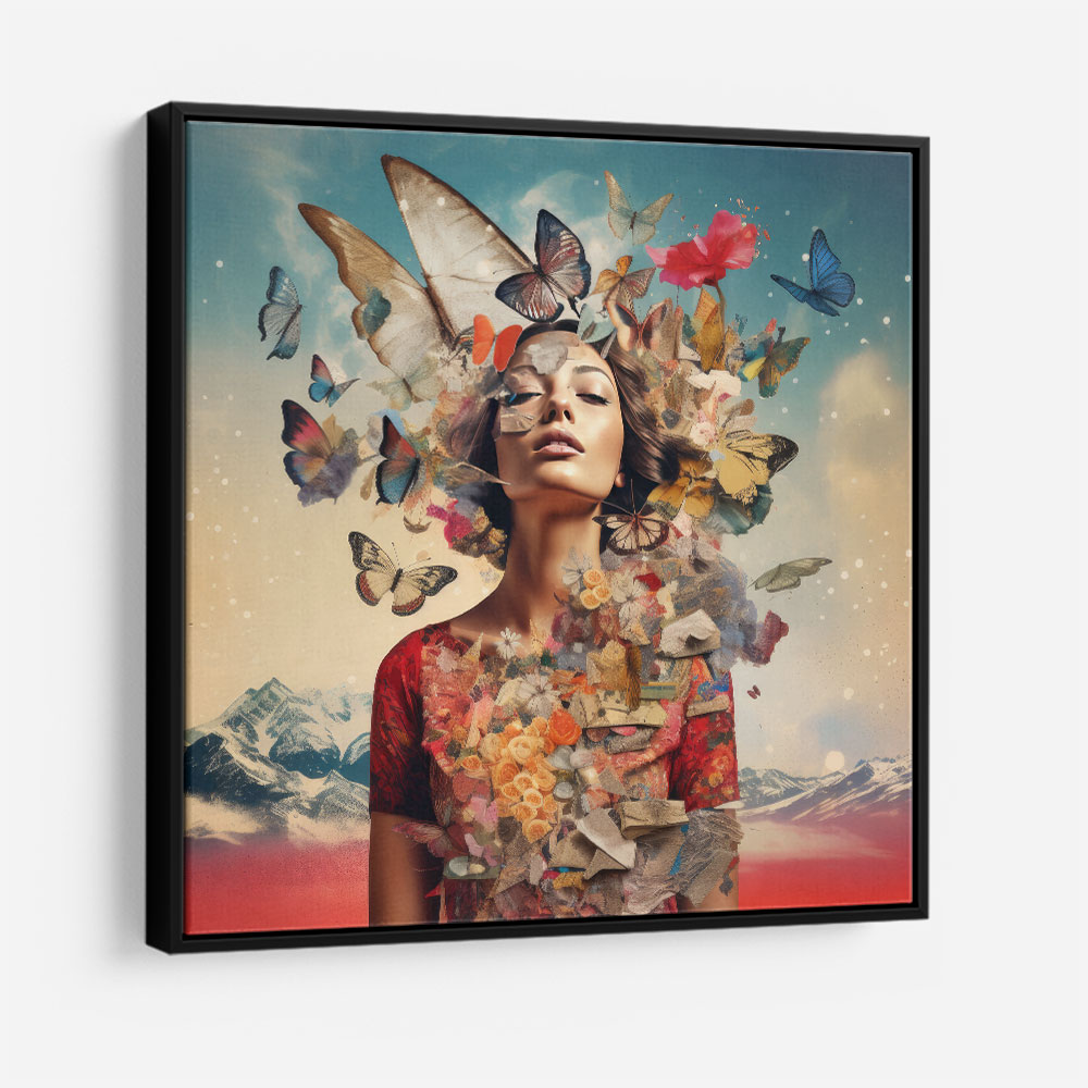 Beauty With Butterfly Crown 4 Collage Wall Art