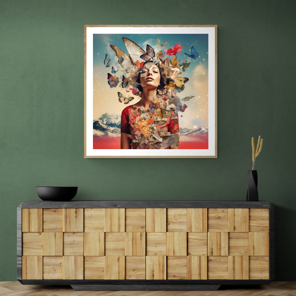 Beauty With Butterfly Crown 4 Collage Wall Art