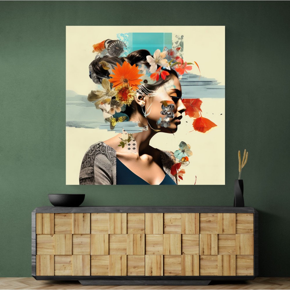 Beauty With Flowers 3 Collage Wall Art
