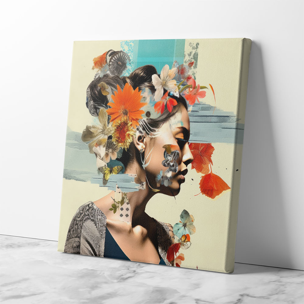 Beauty With Flowers 3 Collage Wall Art