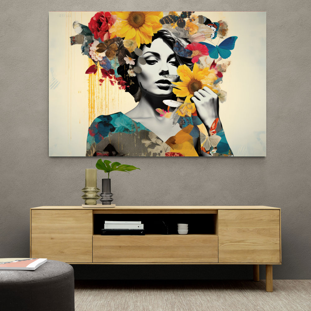 Flowers & Butterfly Women 2 Fusion Collage Wall Art