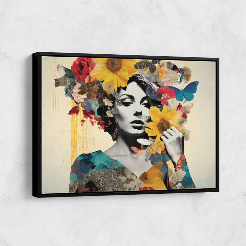 Flowers & Butterfly Women 2 Fusion Collage Wall Art