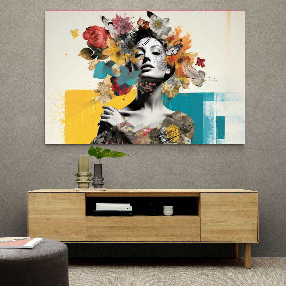 Flowers & Butterfly Women 3 Fusion Collage Wall Art