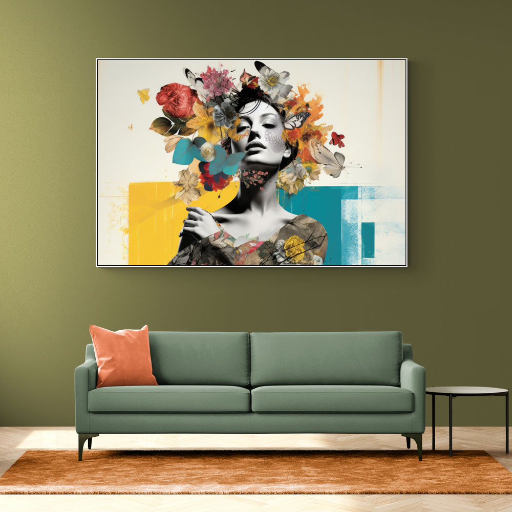Flowers & Butterfly Women 3 Fusion Collage Wall Art