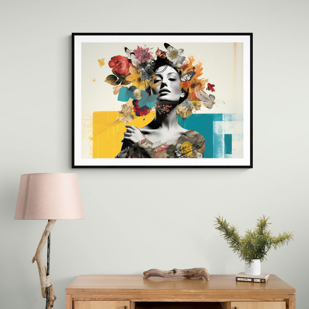 Flowers & Butterfly Women 3 Fusion Collage Wall Art