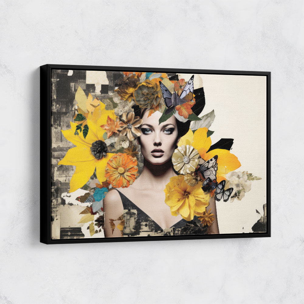 Flowers & Butterfly Women 5 Fusion Collage Wall Art
