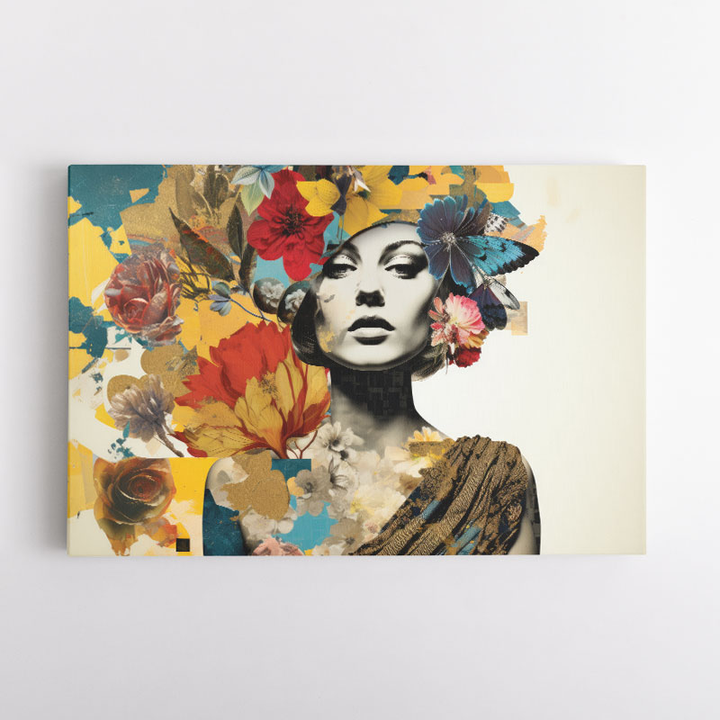 Flowers & Butterfly Women 6 Fusion Collage Wall Art
