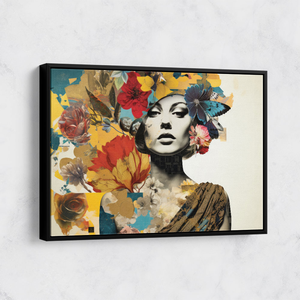 Flowers & Butterfly Women 6 Fusion Collage Wall Art