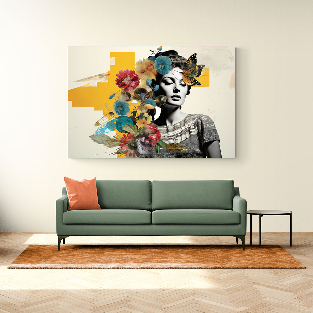 Flowers & Butterfly Women 7 Fusion Collage Wall Art