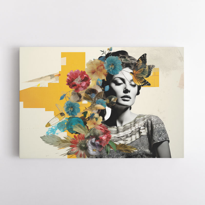Flowers & Butterfly Women 7 Fusion Collage Wall Art