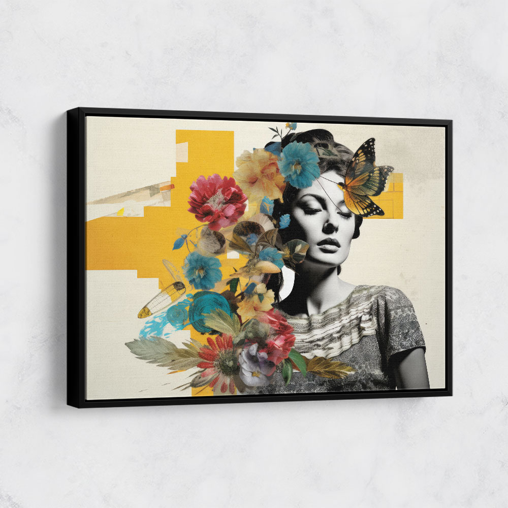 Flowers & Butterfly Women 7 Fusion Collage Wall Art