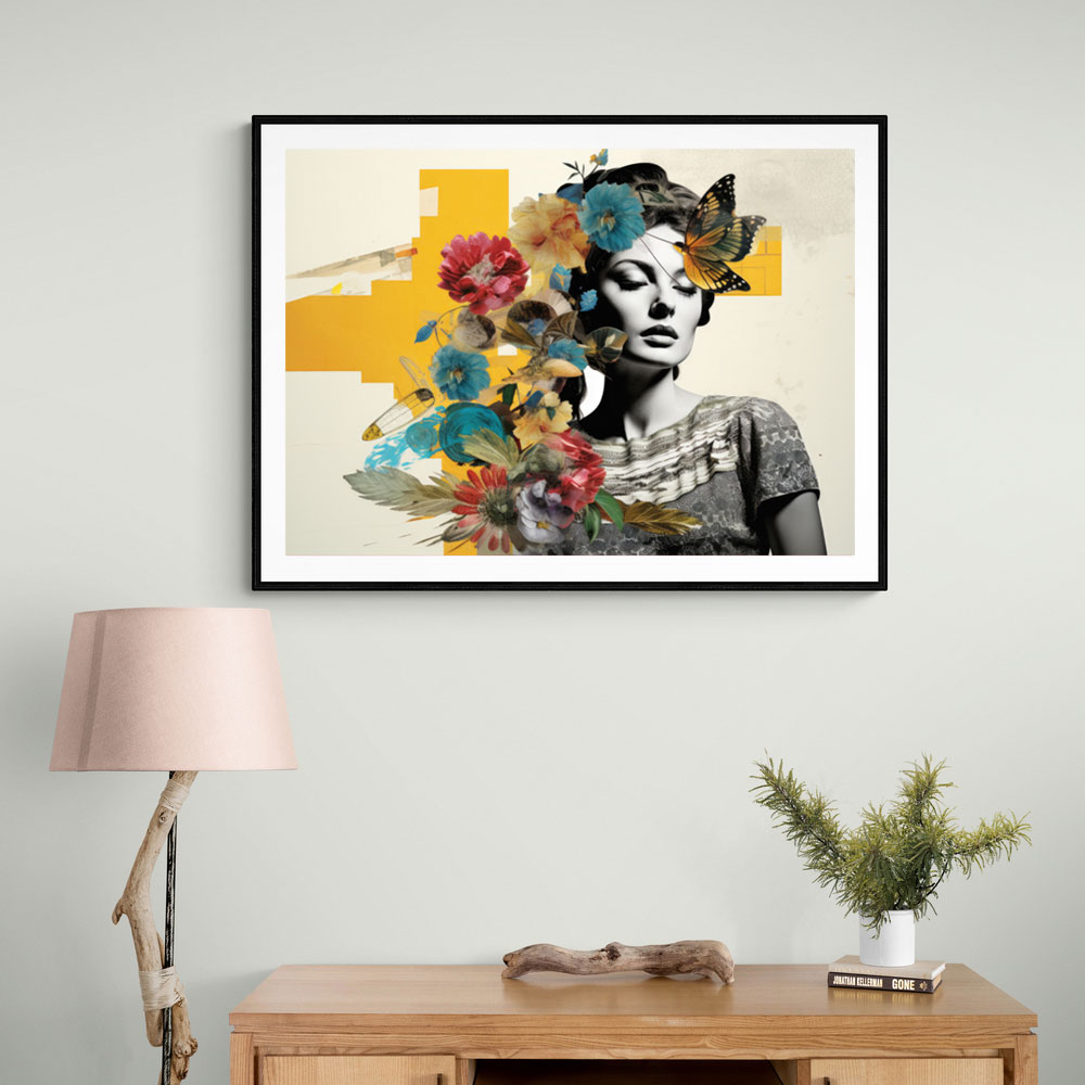 Flowers & Butterfly Women 7 Fusion Collage Wall Art