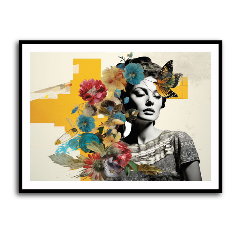 Flowers & Butterfly Women 7 Fusion Collage Wall Art