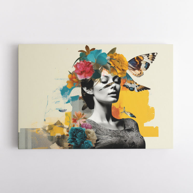 Flowers & Butterfly Women 8 Fusion Collage Wall Art