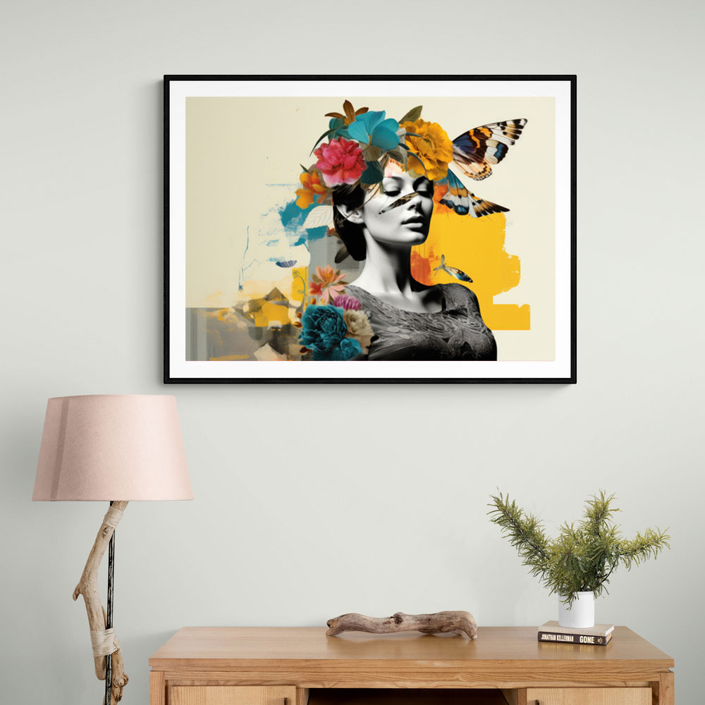 Flowers & Butterfly Women 8 Fusion Collage Wall Art