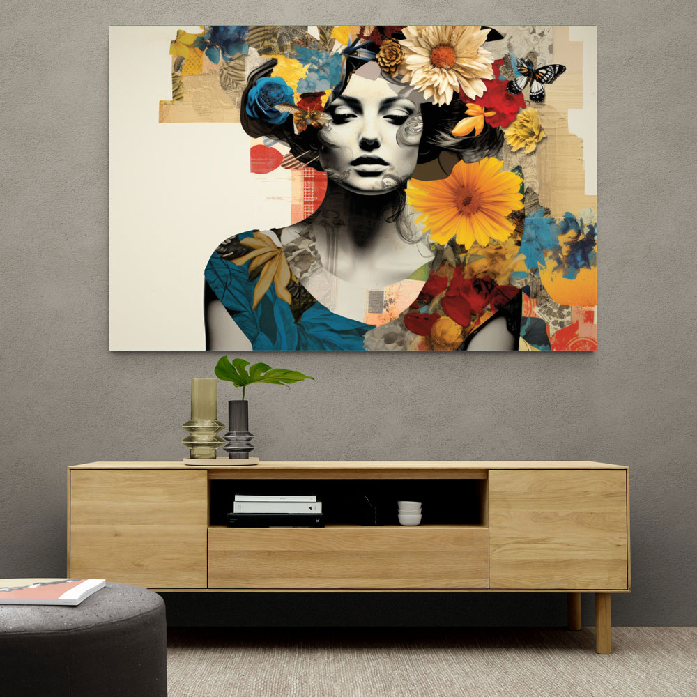 Flowers & Butterfly Women 9 Fusion Collage Wall Art