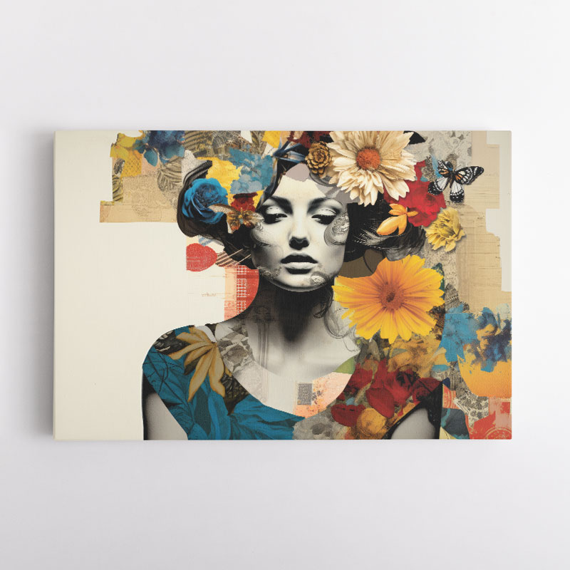 Flowers & Butterfly Women 9 Fusion Collage Wall Art