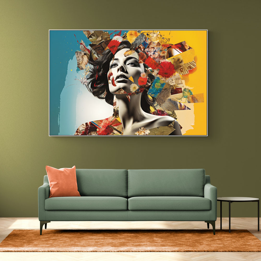 Beauty With Flowers 6 Fusion Collage Wall Art