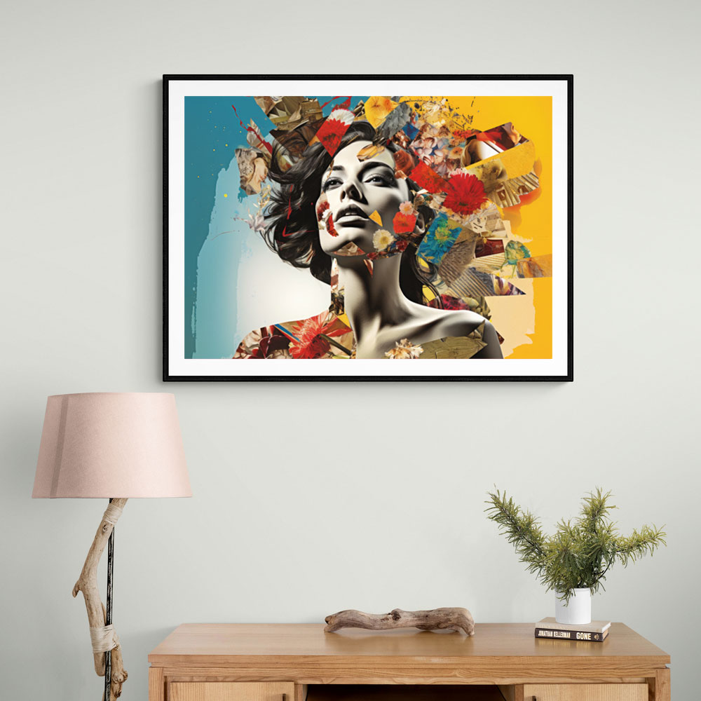 Beauty With Flowers 6 Fusion Collage Wall Art