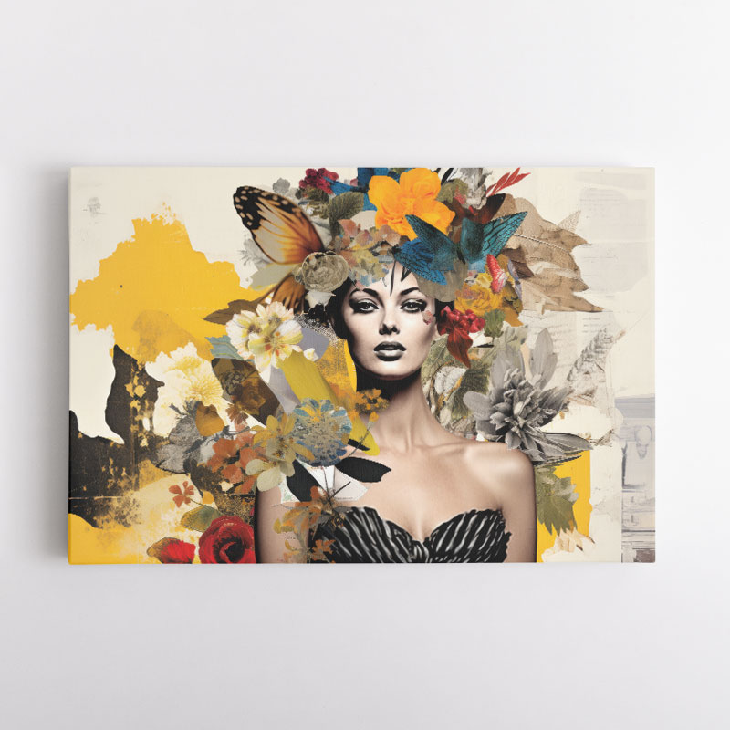 Flowers & Butterfly Women 12 Fusion Collage Wall Art