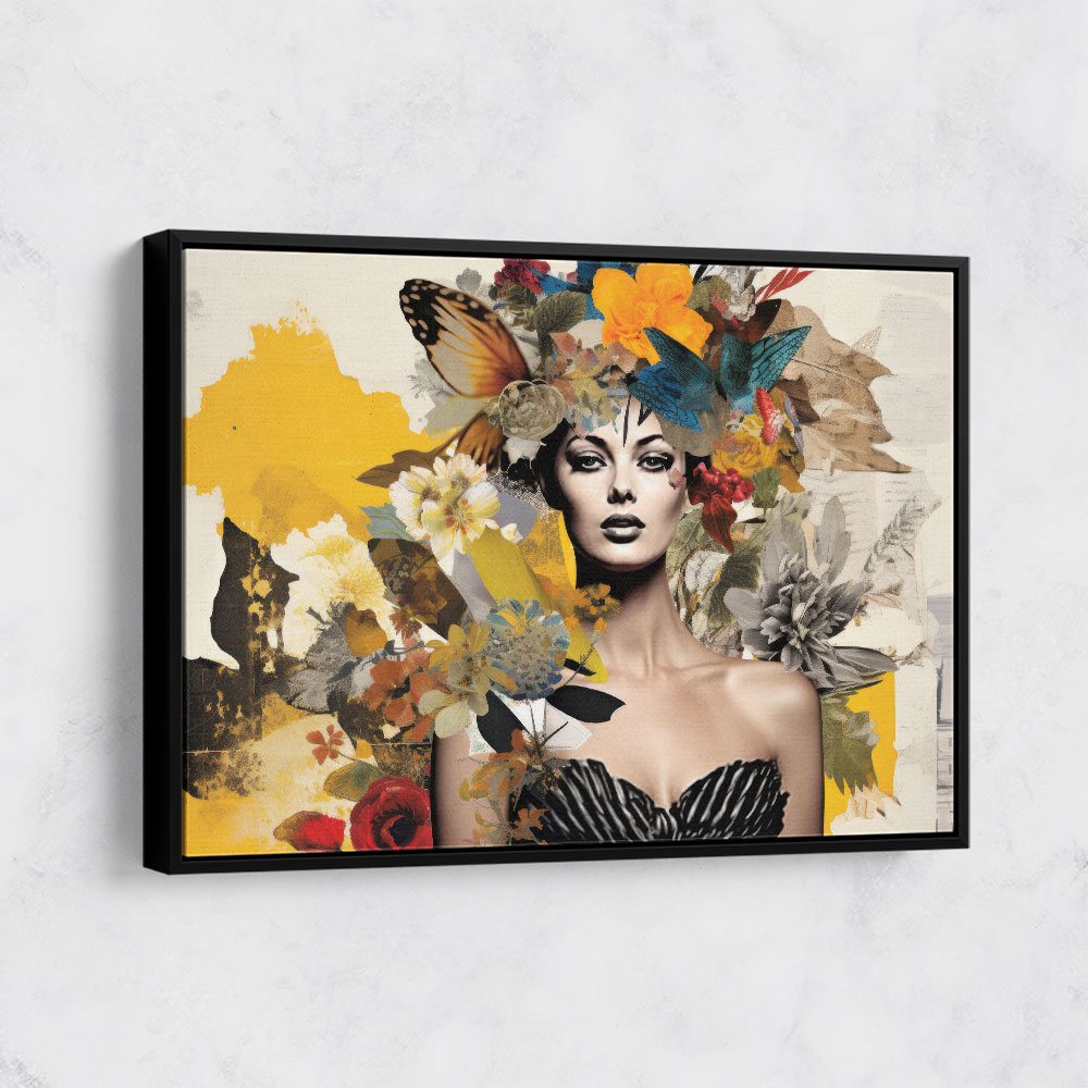 Flowers & Butterfly Women 12 Fusion Collage Wall Art