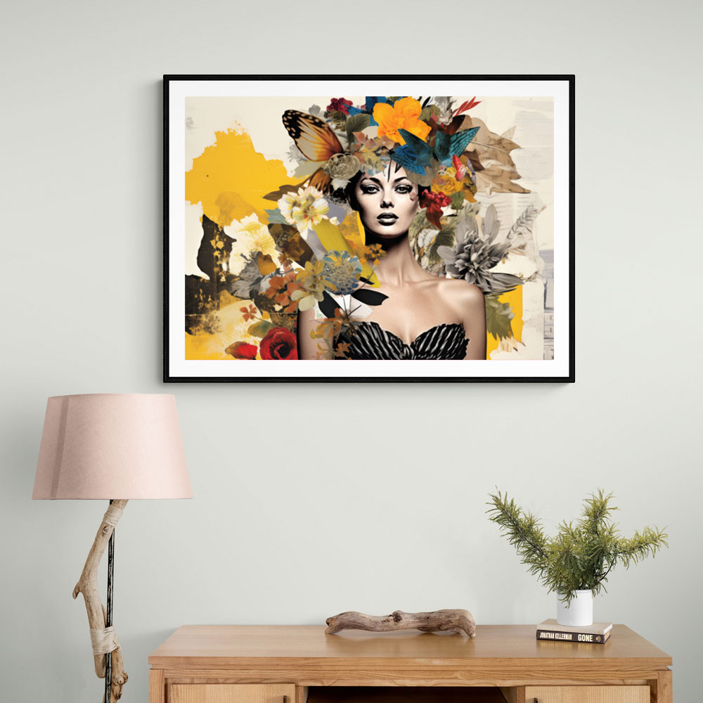 Flowers & Butterfly Women 12 Fusion Collage Wall Art