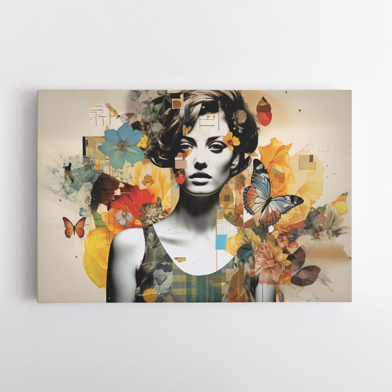 Flowers & Butterfly Women 13 Fusion Collage Wall Art